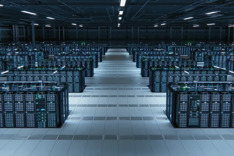 Data center room filled with server racks image